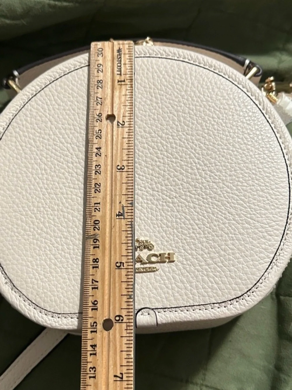 Coach White Round Crossbody Bag with Gold Logo